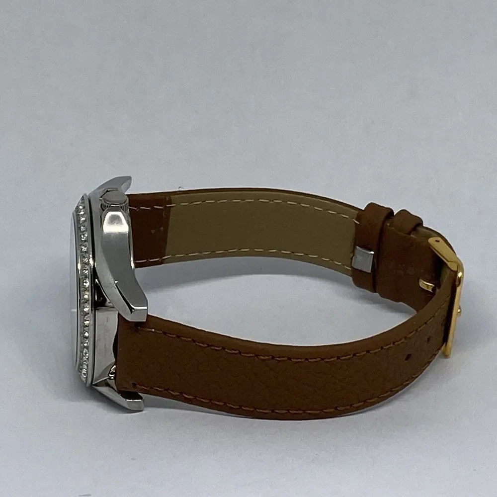 Fossil ES3202 Womens Brown Leather Analog White Dial Quartz Genuine Watch HK1064